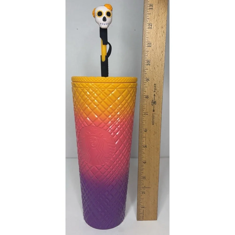 Starbucks 2024 Halloween Dia De Muertos Tumbler Venti 24oz Cold Cup Skull Straw